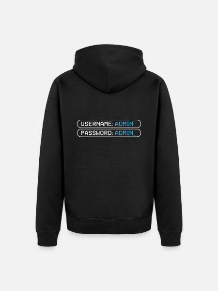 Username Admin Password Programmierer - Unisex Premium Bio Zip Hoodie - Schwarz
