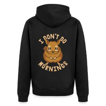Chinchilla Drôle Je Ne Fais Pas De Matins - Veste à capuche bio Premium Unisexe - noir - Dos - Nico (187cm)