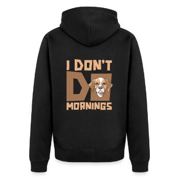 Beagle Lustig I Dont Do Mornings - Unisex Premium Bio Zip Hoodie - Schwarz - Hinten - Nico (187cm)