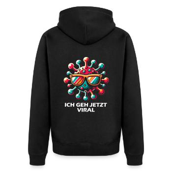Viral gehen Virus - Unisex Premium Bio Zip Hoodie - Schwarz - Hinten - Nico (187cm)