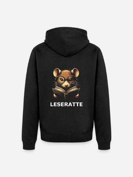 Leseratte - Unisex Premium Bio Zip Hoodie - Schwarz