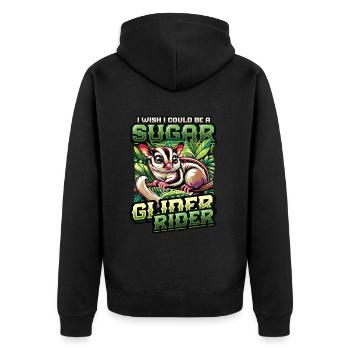 Australian Sugar Glider Short-headed Gliders - Unisex Premium Organic Zip Hoodie - black - Back - Nico (187cm)