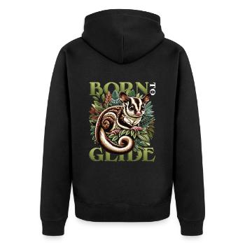 Australische Sugar Glider Kurzkopfgleitbeutler - Unisex Premium Bio Zip Hoodie - Schwarz - Hinten - Nico (187cm)