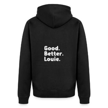 Good better Louie - Unisex Premium Bio Zip Hoodie - Schwarz - Hinten - Nico (187cm)