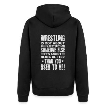 Wrestling - Unisex Premium Bio Zip Hoodie - Schwarz - Hinten - Nico (187cm)