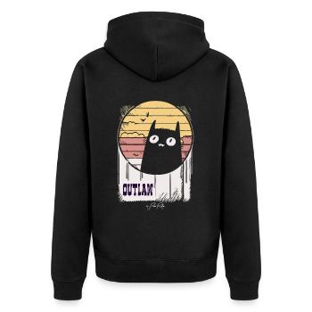 Le chat rétro hors-la-loi, le chat - Veste à capuche bio Premium Unisexe - noir - Dos - Nico (187cm)