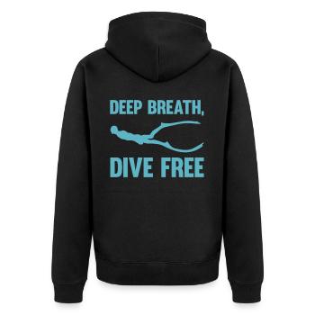 Diving, Apnea Diving, Apnea No Limit Freediving - Unisex Premium Organic Zip Hoodie - black - Back - Nico (187cm)