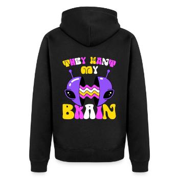 Alien, UFO, UAP, Space, Space Flying Object - Unisex Premium Organic Zip Hoodie - black - Back - Nico (187cm)
