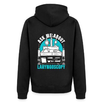 Anesthesiology Ask Me About Laryngoscopy - Unisex Premium Organic Zip Hoodie - black - Back - Nico (187cm)