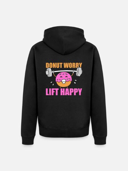 Donut Fitness Funny Donut Gym - Unisex Premium Organic Zip Hoodie - black