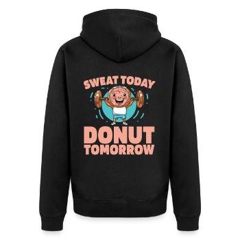 Donut Fitness Lustig Donut Gym - Unisex Premium Bio Zip Hoodie - Schwarz - Hinten - Nico (187cm)