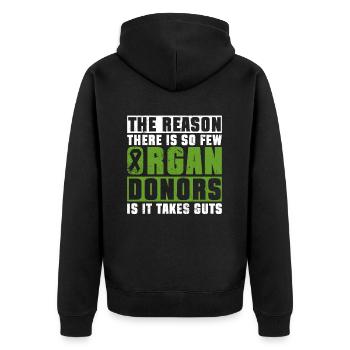 Organ Spender Organtransplantation Organspende - Unisex Premium Bio Zip Hoodie - Schwarz - Hinten - Nico (187cm)