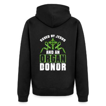 Organ Donor Organ Transplant Organ Donation - Unisex Premium Organic Zip Hoodie - black - Back - Nico (187cm)