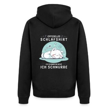 Offizielles Schlafshirt personalisiert mit Katze - Unisex Premium Bio Zip Hoodie - Schwarz - Hinten - Nico (187cm)