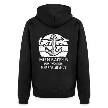 Kappeln Kappelner - Unisex Premium Bio Zip Hoodie - Schwarz - Hinten - Nico (187cm)