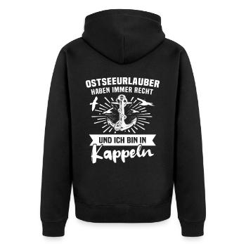 Kappeln Sprüche Kappelner - Unisex Premium Bio Zip Hoodie - Schwarz - Hinten - Nico (187cm)