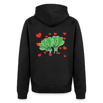 Couple de laitue mignon étreignant les amateurs de salade de laitue - Veste à capuche bio Premium Unisexe - noir - Dos - Nico (187cm)