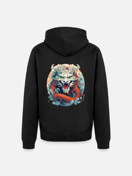 Design eines chinesischen Drachen - Unisex Premium Bio Zip Hoodie - Schwarz