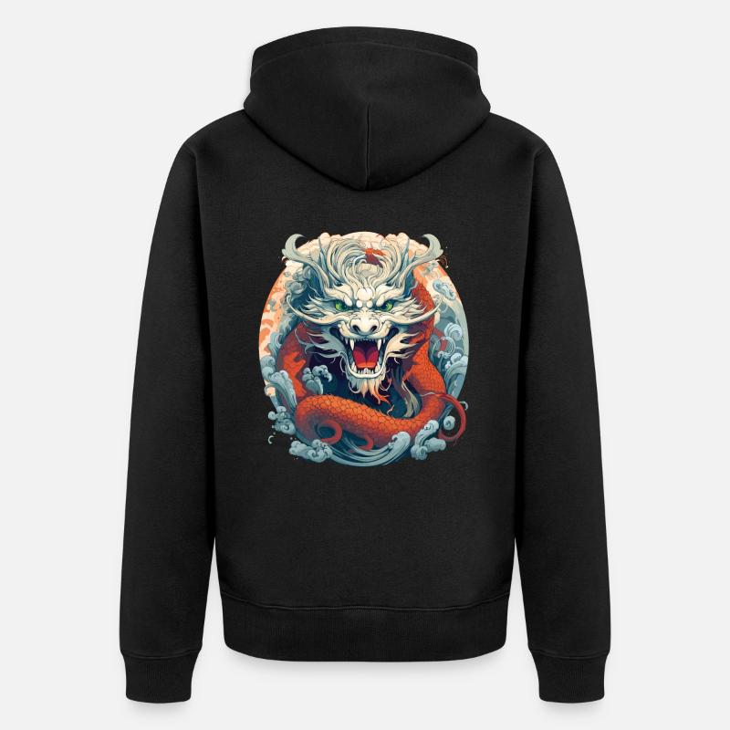 Design eines chinesischen Drachen - Unisex Premium Bio Zip Hoodie - Schwarz