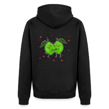 Mignon Couple De Citron Vert Étreignant Les Amateurs D’agrumes De Citron Vert - Veste à capuche bio Premium Unisexe - noir - Dos - Nico (187cm)