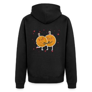 Cute Longan Couple Hugging Longan Fruit Lovers - Unisex Premium Bio Zip Hoodie - Schwarz - Hinten - Nico (187cm)