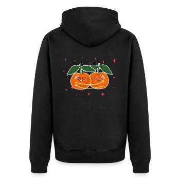 Cute Mandarin Couple Hugging Mandarin Orange Lover - Unisex Premium Bio Zip Hoodie - Schwarz - Hinten - Nico (187cm)