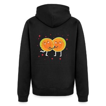 Mignon melon cantaloup couple étreindre les amateurs de melon - Veste à capuche bio Premium Unisexe - noir - Dos - Nico (187cm)
