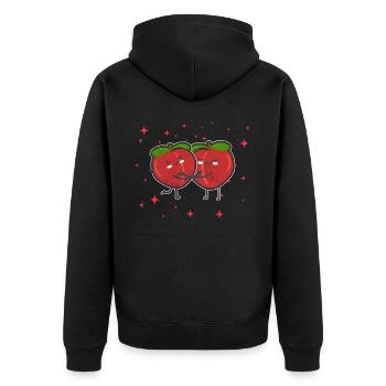 Cute Nectarine Couple Hugging Nectarine Fruit - Unisex Premium Bio Zip Hoodie - Schwarz - Hinten - Nico (187cm)