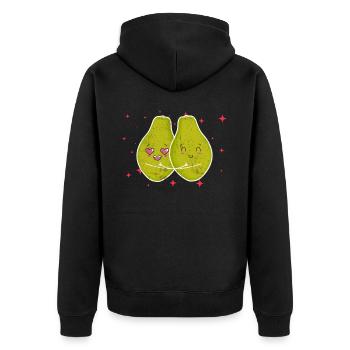 Cute Papaya Couple Hugging Papaya Fruit Lovers - Unisex Premium Bio Zip Hoodie - Schwarz - Hinten - Nico (187cm)