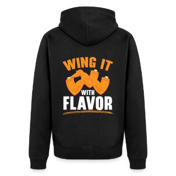 Buffalo Wings Foodie Cuisine Américaine Poulet - Veste à capuche bio Premium Unisexe - noir - Dos - Nico (187cm)