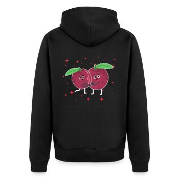Cute Passionfruit Couple Hugging Fruit Lovers - Unisex Premium Bio Zip Hoodie - Schwarz - Hinten - Nico (187cm)