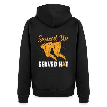 Buffalo Wings Foodie Cuisine Américaine Poulet - Veste à capuche bio Premium Unisexe - noir - Dos - Nico (187cm)