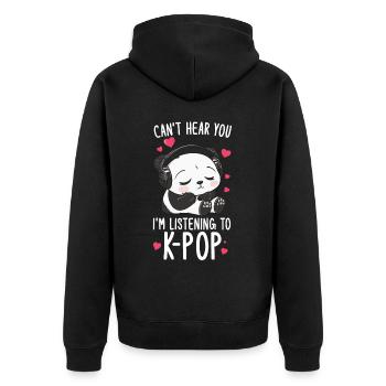 Can't Hear You I'm Listening Kpop Merchandise - Unisex Premium Bio Zip Hoodie - Schwarz - Hinten - Nico (187cm)