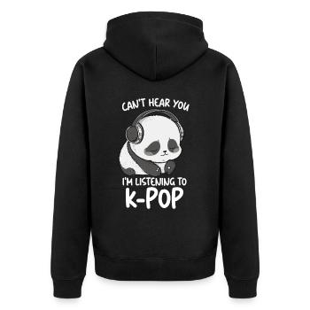 Can't Hear You I'm Listening Kpop Merchandise - Unisex Premium Bio Zip Hoodie - Schwarz - Hinten - Nico (187cm)