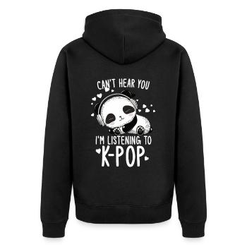 Can't Hear You I'm Listening Kpop Merchandise - Unisex Premium Bio Zip Hoodie - Schwarz - Hinten - Nico (187cm)