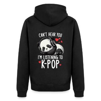 Can't Hear You I'm Listening Kpop Merchandise - Unisex Premium Bio Zip Hoodie - Schwarz - Hinten - Nico (187cm)