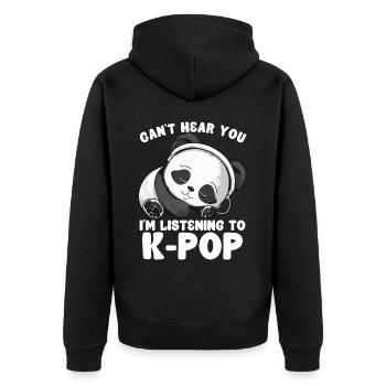 Can't Hear You I'm Listening Kpop Merchandise - Unisex Premium Bio Zip Hoodie - Schwarz - Hinten - Nico (187cm)