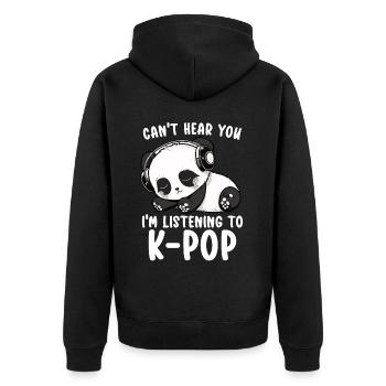 Can't Hear You I'm Listening Kpop Merchandise - Unisex Premium Bio Zip Hoodie - Schwarz - Hinten - Nico (187cm)