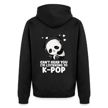 Can't Hear You I'm Listening Kpop Merchandise - Unisex Premium Bio Zip Hoodie - Schwarz - Hinten - Nico (187cm)