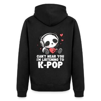 Can't Hear You I'm Listening Kpop Merchandise - Unisex Premium Bio Zip Hoodie - Schwarz - Hinten - Nico (187cm)