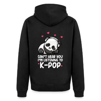 Can't Hear You I'm Listening Kpop Merchandise - Unisex Premium Bio Zip Hoodie - Schwarz - Hinten - Nico (187cm)