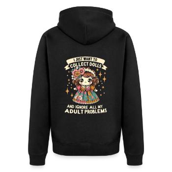 Puppenliebhaber Sammlerstück Porzellan Antike - Unisex Premium Bio Zip Hoodie - Schwarz - Hinten - Nico (187cm)