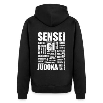 Judo - Unisex Premium Organic Zip Hoodie - black - Back - Nico (187cm)