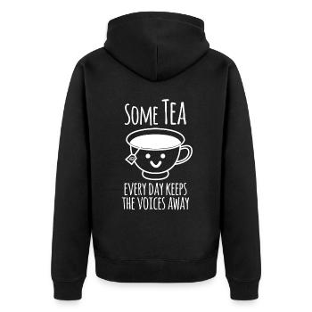 Tea Cup Teapot Tea Bag - Unisex Premium Organic Zip Hoodie - black - Back - Nico (187cm)