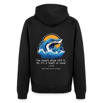 Le grand requin Kanagawa : ça valait le coup d’essayer - Veste à capuche bio Premium Unisexe - noir - Dos - Nico (187cm)