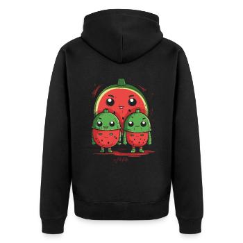 Alleinerziehend Eltern mit 2 Kindern - Unisex Premium Bio Zip Hoodie - Schwarz - Hinten - Nico (187cm)