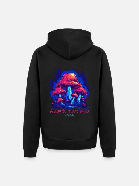 Always just one mushroom - Unisex Premium Organic Zip Hoodie - black