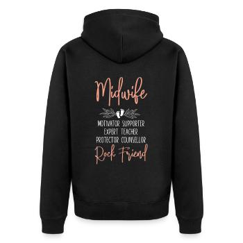 Nurse Midwife Birth Worker Midwife - Unisex Premium Organic Zip Hoodie - black - Back - Nico (187cm)