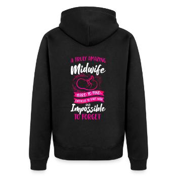 Nurse Midwife Birth Worker A Truly - Unisex Premium Organic Zip Hoodie - black - Back - Nico (187cm)