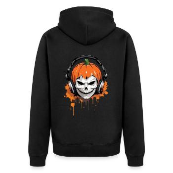Spooky citrouille crâne musique Halloween - Veste à capuche bio Premium Unisexe - noir - Dos - Nico (187cm)